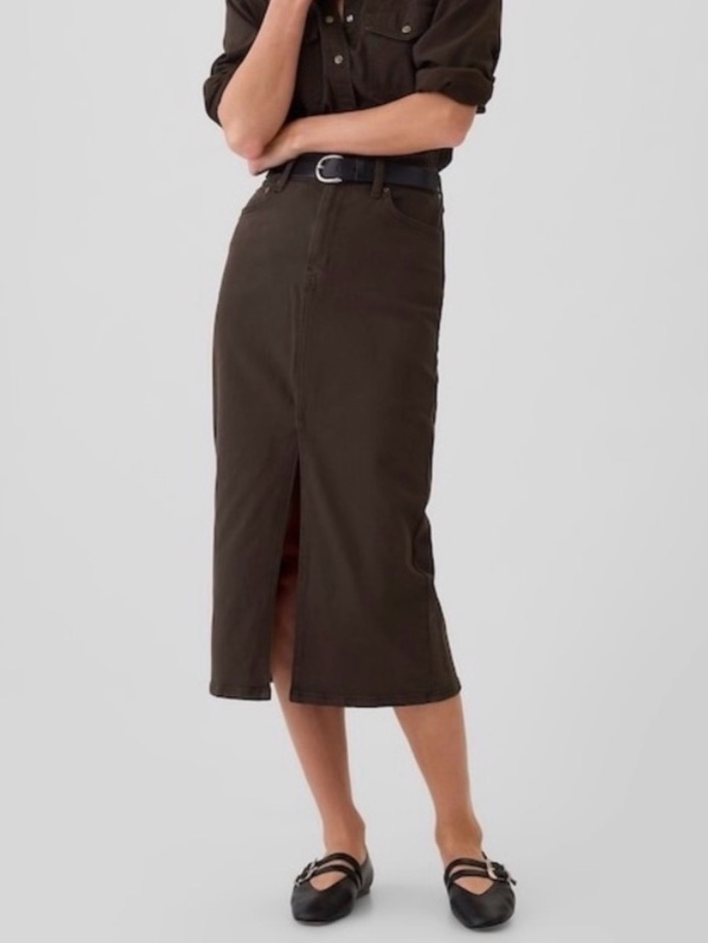 gap denim midi skirt